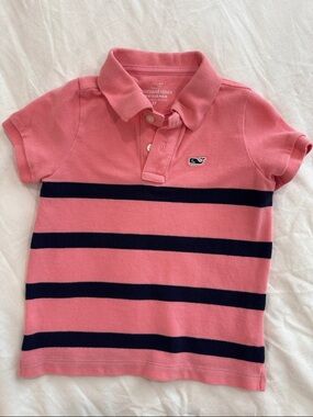 Vineyard Vines Pink Polo with Navy Stripes - 2T